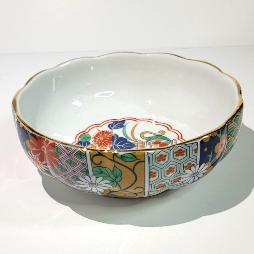 Arita Imari Fan Japanese Porcelain Serving Bowl Vintage Excellent